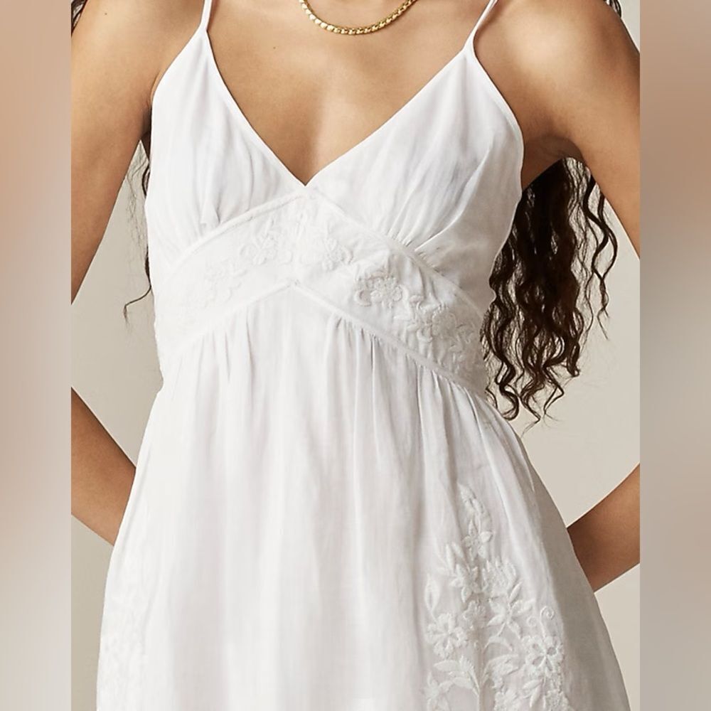NWT J CREW Embroidered midi dress in ramie in white - Picture 3 of 7